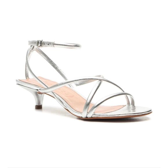 Vicenza Vicenza Luxemburgo Leather Strappy Ankle Sandal Silver Size 6 - Picture 1 of 12